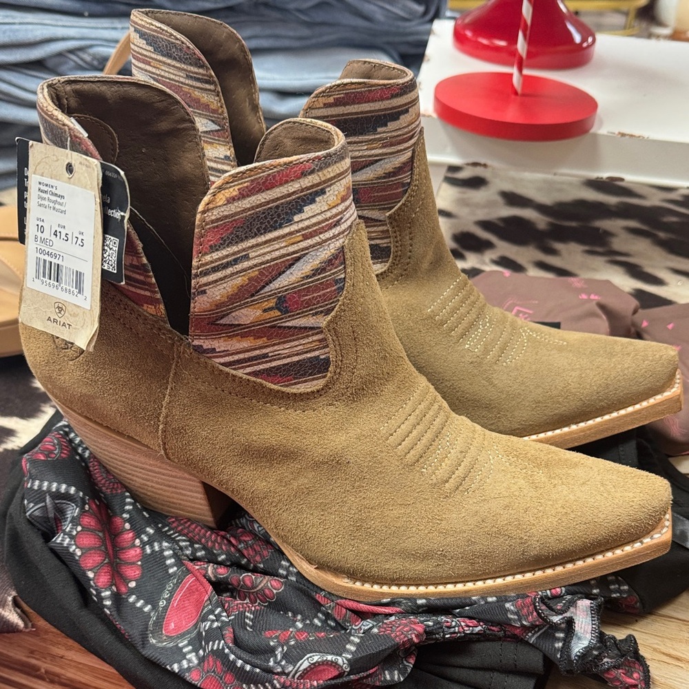 Ariat Women's Brown Ankle Booties with Striped Accents